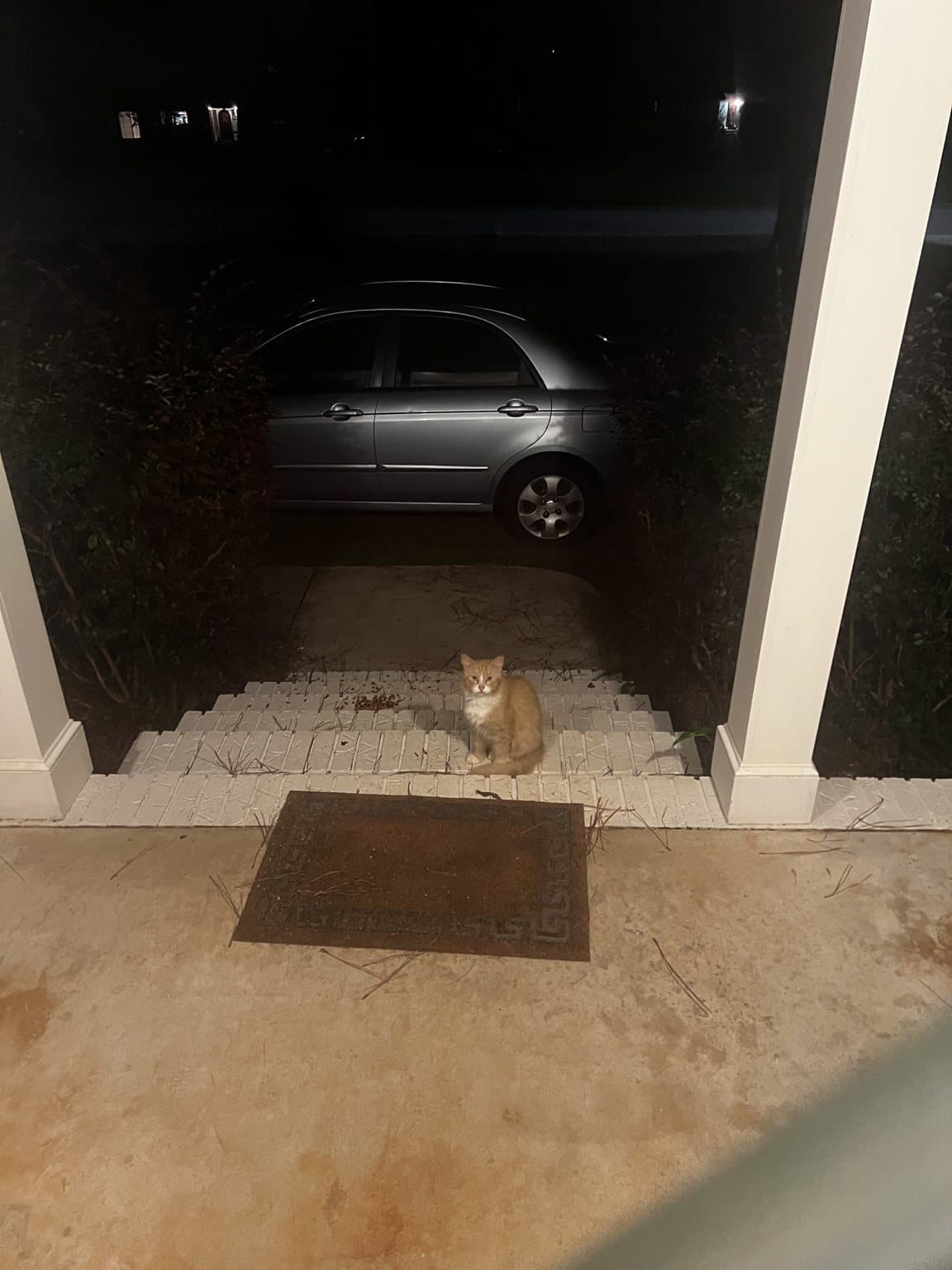 Stalker sitting outside the porch at night